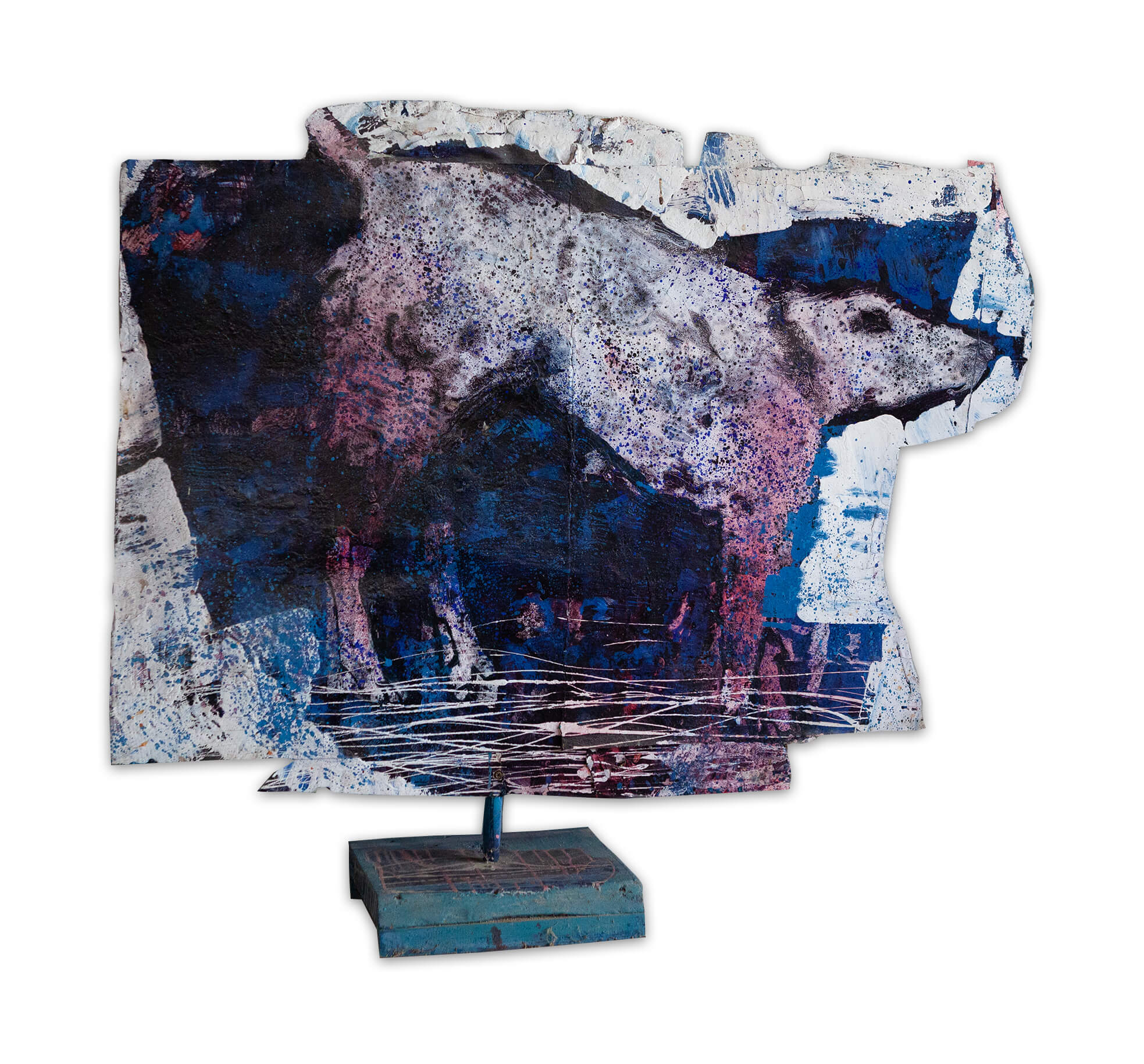 Hond op standaard - Painted Paper - 1995 - 1m x 1.28m